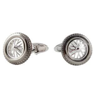 Silver car wheel cufflinks