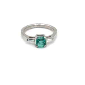 Platinum Emerald & Diamond Ring