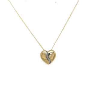 9ct Yellow Gold Diamond Heart Necklace