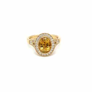 18ct Citrine & Diamond Ring