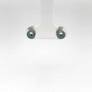 9ct yellow gold 5mm black fresh water pearl studs