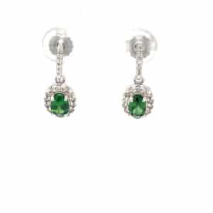9ct green tourmaline & diamond drops