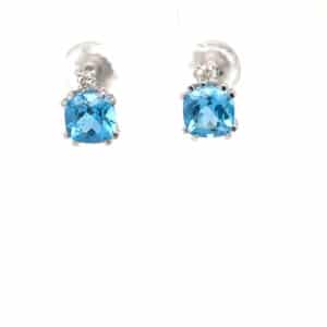 9ct blue topaz and diamond studs