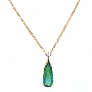 18ct yellow gold green tourmaline necklace