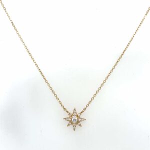 9ct yellow gold diamond star necklace