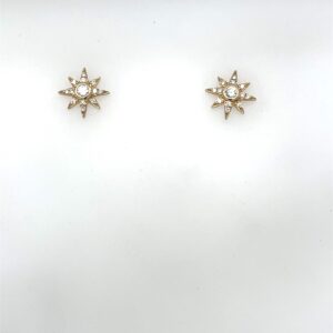 9ct yellow gold diamond star earrings