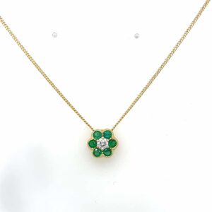 18ct yellow gold emerald and diamond necklace