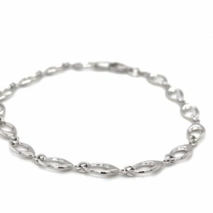 9ct white gold eye shaped link bracelet
