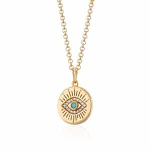 Silver gold plated evil eye necklace