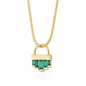 Silver gold plated green cz necklace
