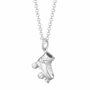 Silver roller skate necklace
