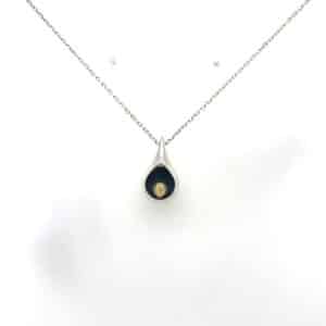 18ct & silver bird house necklace