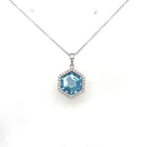 9ct Swiss topaz & diamond necklace