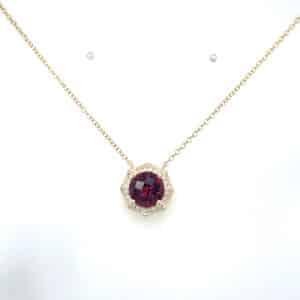 9ct rhodolite and diamond necklace