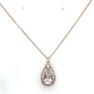 9ct morganite & diamond necklace