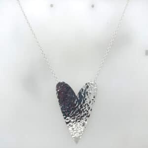 Silver hammered heart necklace