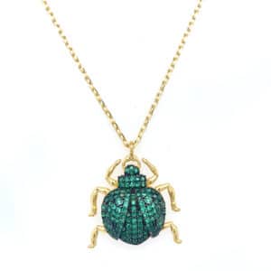 Silver gold plated beetle cz necklace