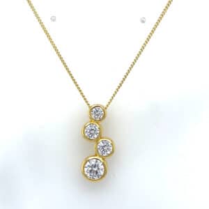 Silver gold bubble cz drop necklace