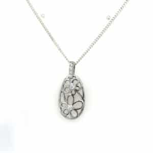 Silver cz flower necklace